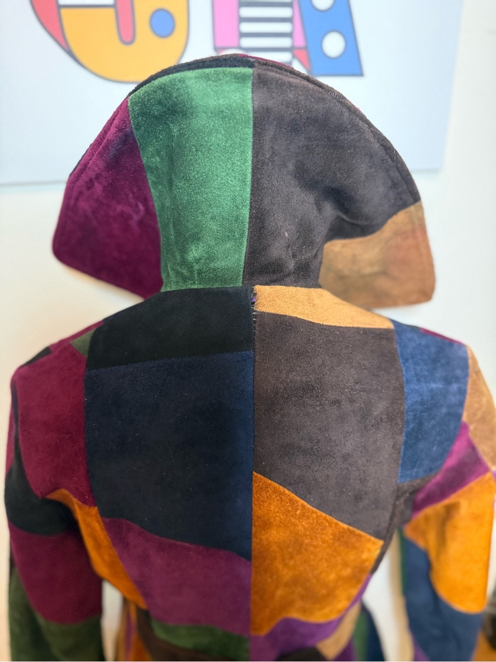 Vintage 70s Suede Patchwork Coat, Beautiful Condition - Picture 9 of 16